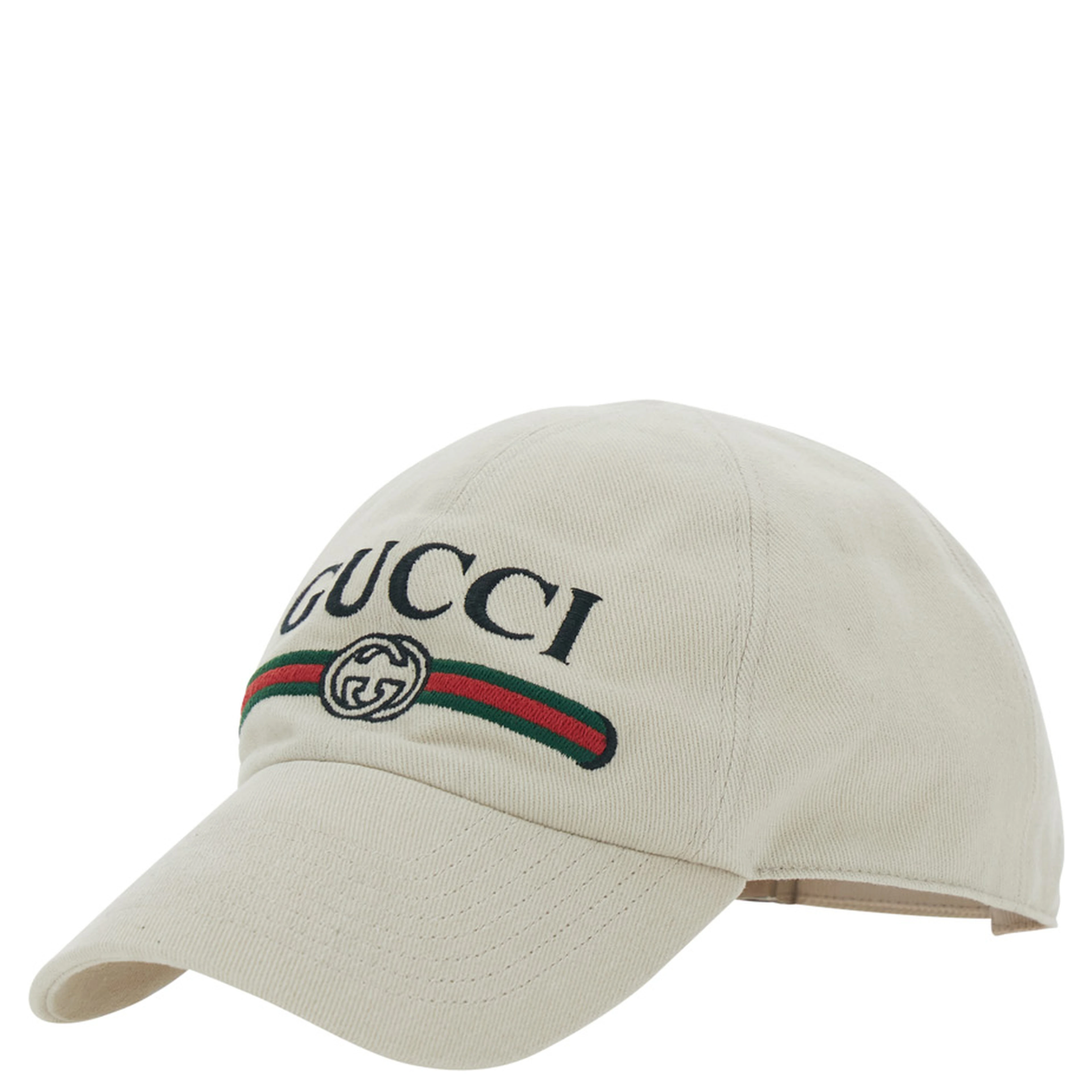 GUCCI Fake white Hat with embroidered logo on the front in cotton for men