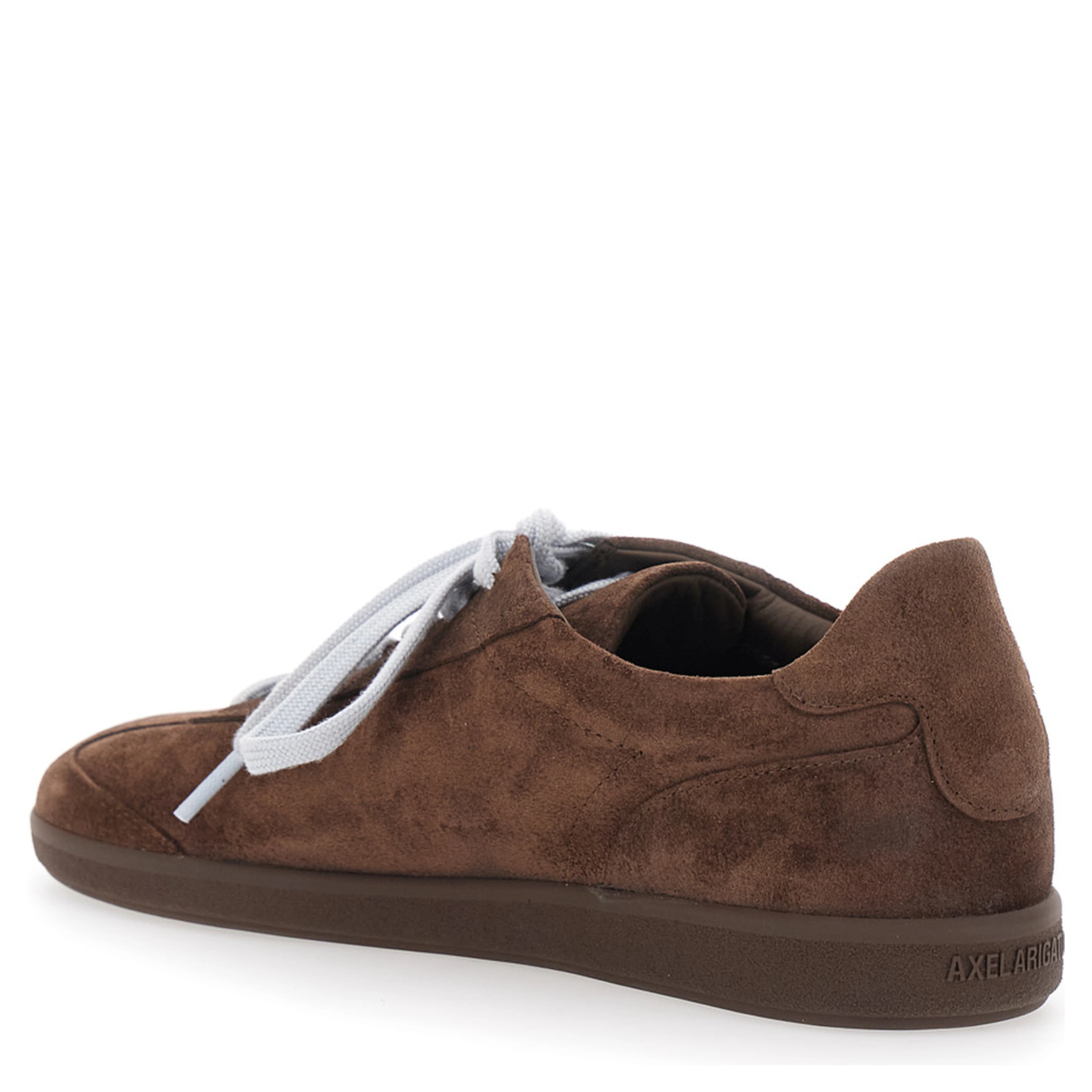 Zane Brown Low Top Sneakers with Logo Lettering on the Side in Leather and Tech Fabric for Men