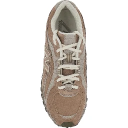 U204 Brown Low Top Sneakers with Logo Patch on the Side in Leather and Fabric Unisex
