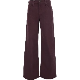 The Rerun Zip Sneak Burgundy Jeans with Belt Loops and Logo Embroidery on the Back in Denim for Women