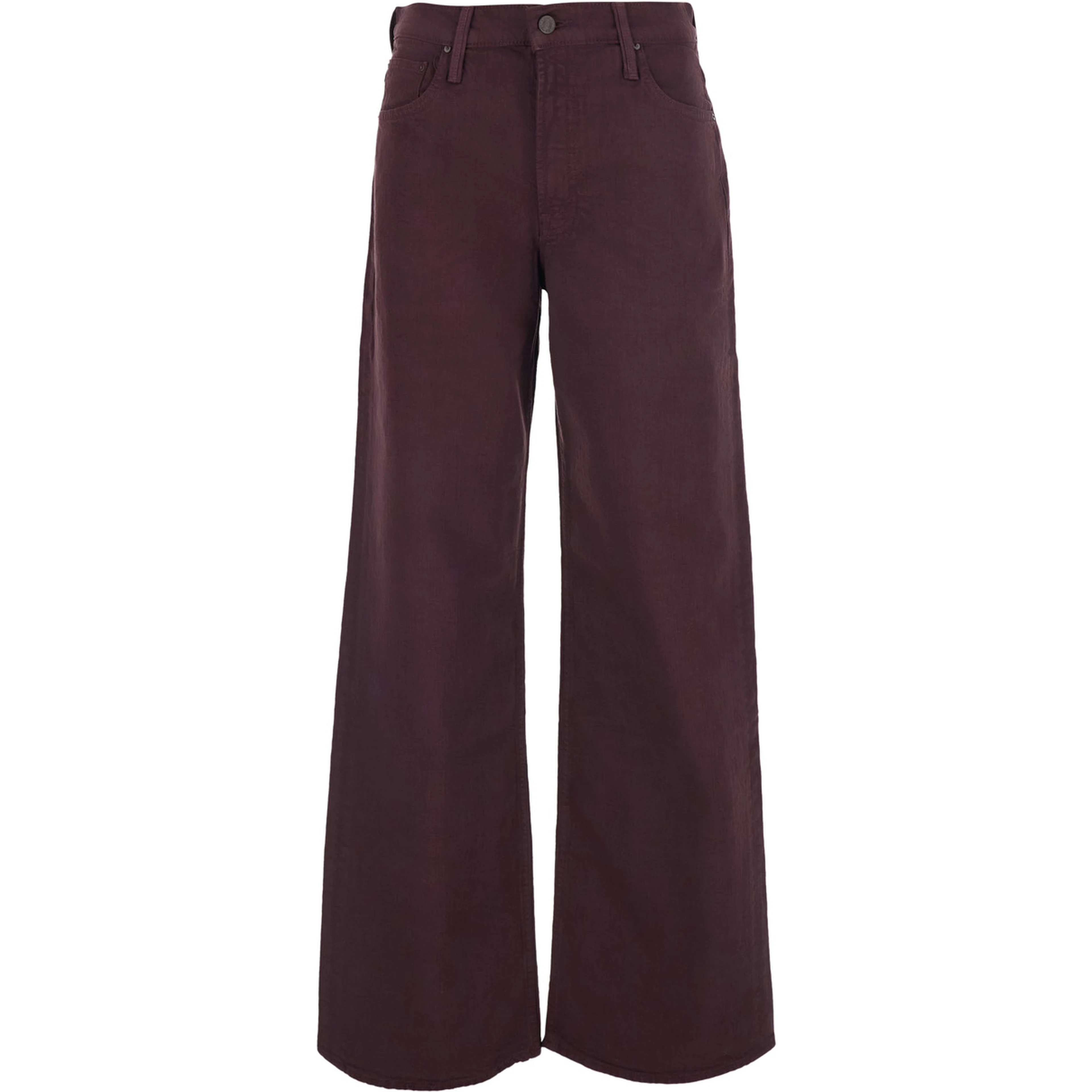 The Rerun Zip Sneak Burgundy Jeans with Belt Loops and Logo Embroidery on the Back in Denim for Women