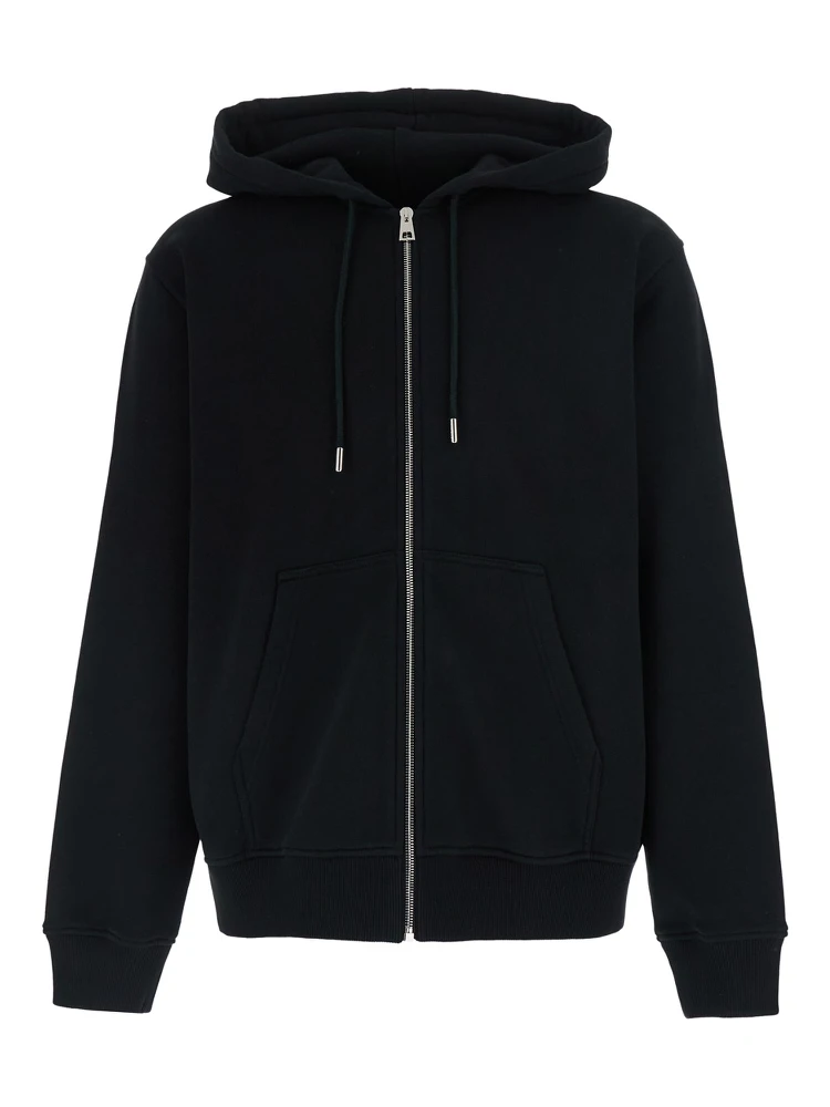 black Hooded sweatshirt with logo on the back in cotton for men