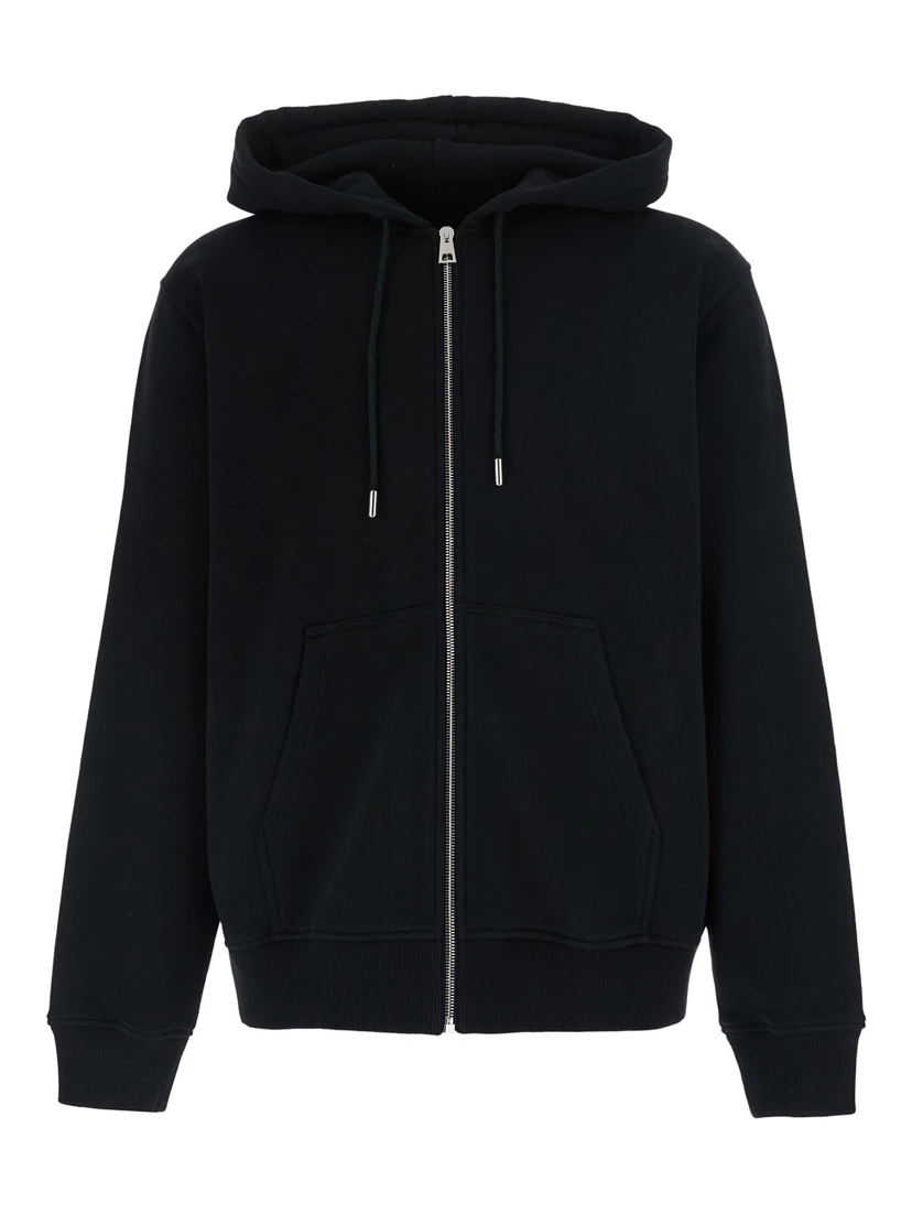 black Hooded sweatshirt with logo on the back in cotton for men
