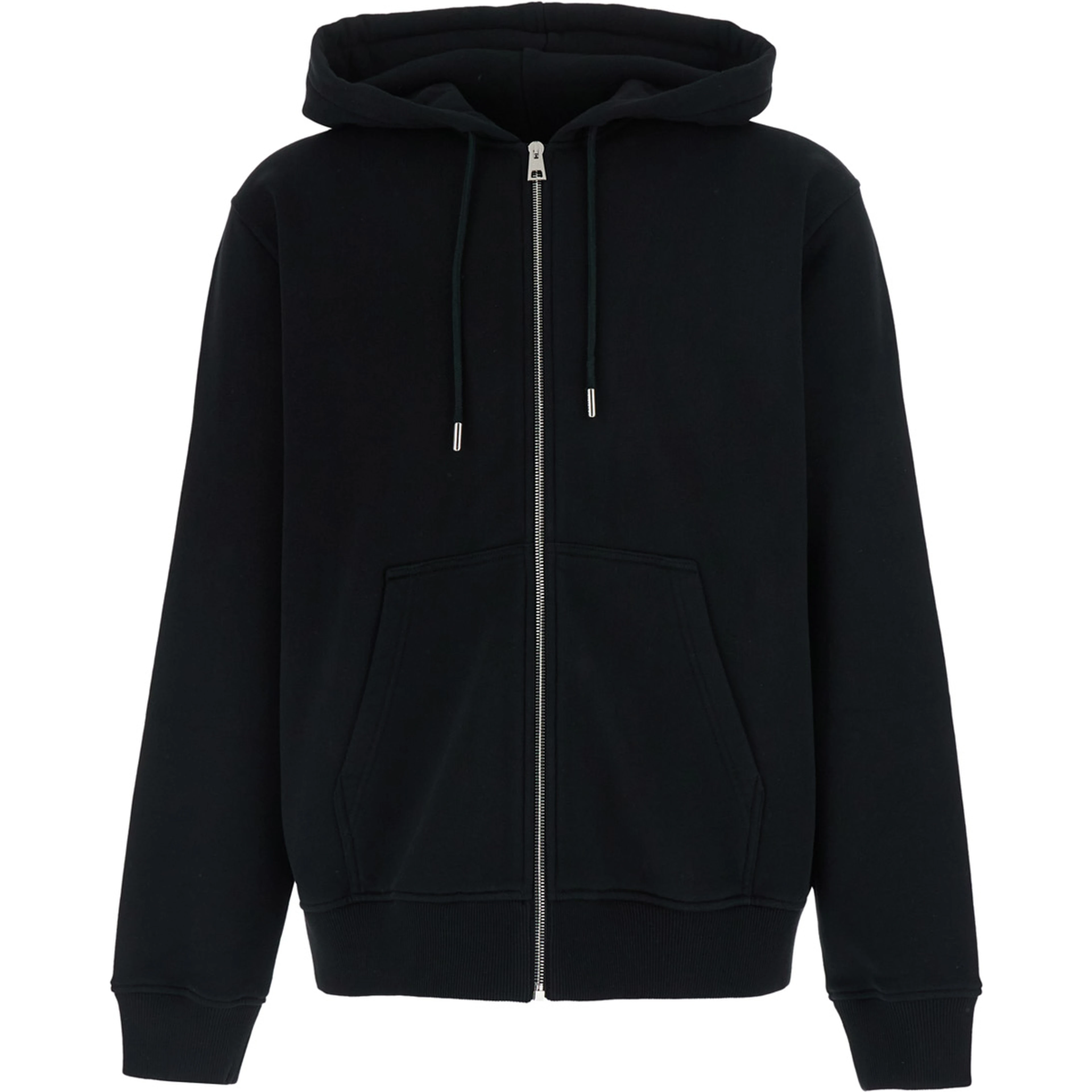 black Hooded sweatshirt with logo on the back in cotton for men