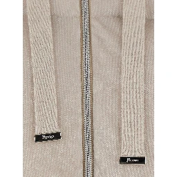 Beige Jacket with high collar and long sleeves in Velvet effect Fabric woman