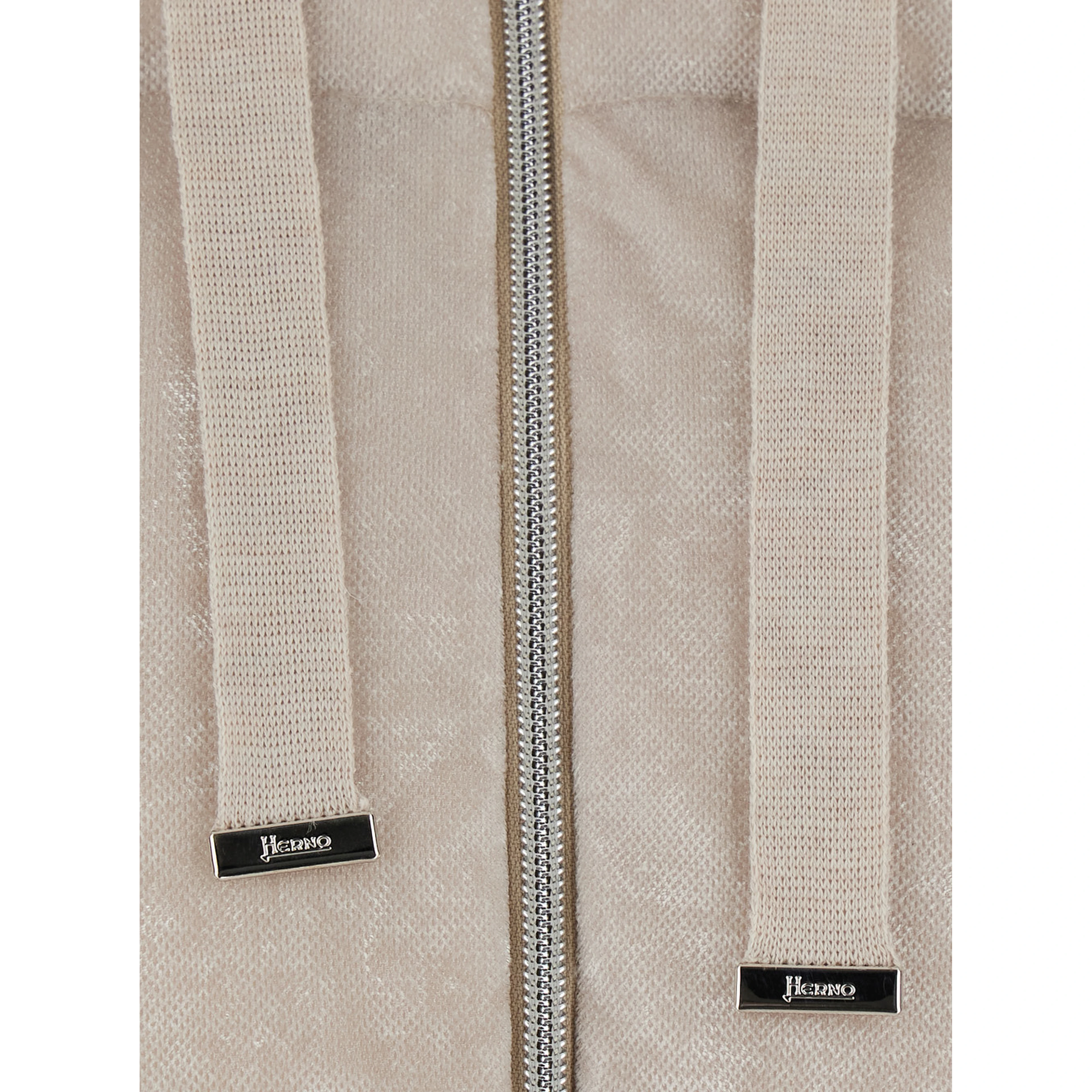 Beige Jacket with high collar and long sleeves in Velvet effect Fabric woman