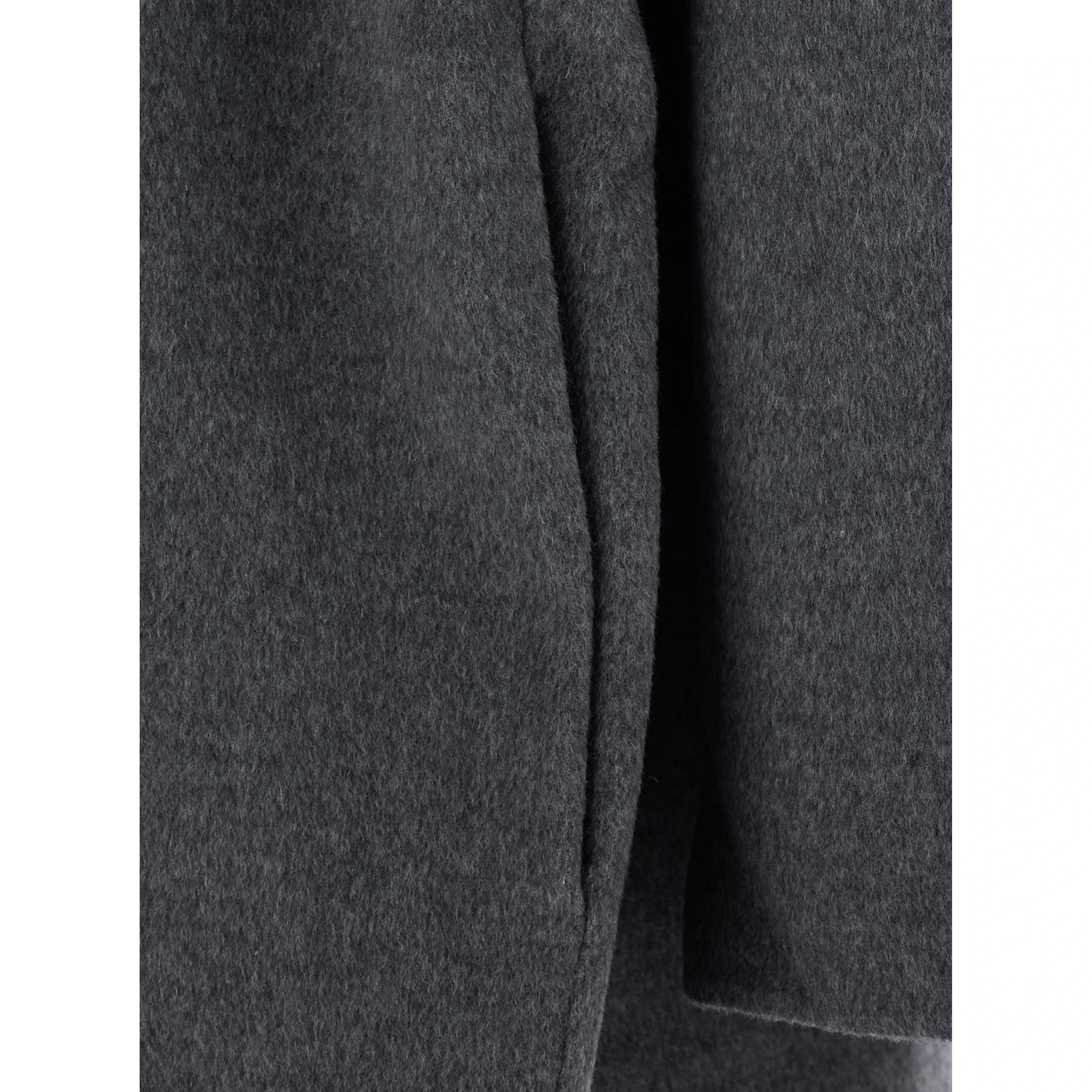 Gray hooded coat with shawl lapels in wool for women