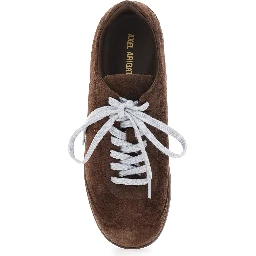 Zane Brown Low Top Sneakers with Logo Lettering on the Side in Leather and Tech Fabric for Men