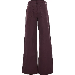 The Rerun Zip Sneak Burgundy Jeans with Belt Loops and Logo Embroidery on the Back in Denim for Women