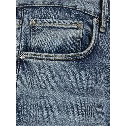 Blue Jeans with logo patch on the back and faded design in denim for men
