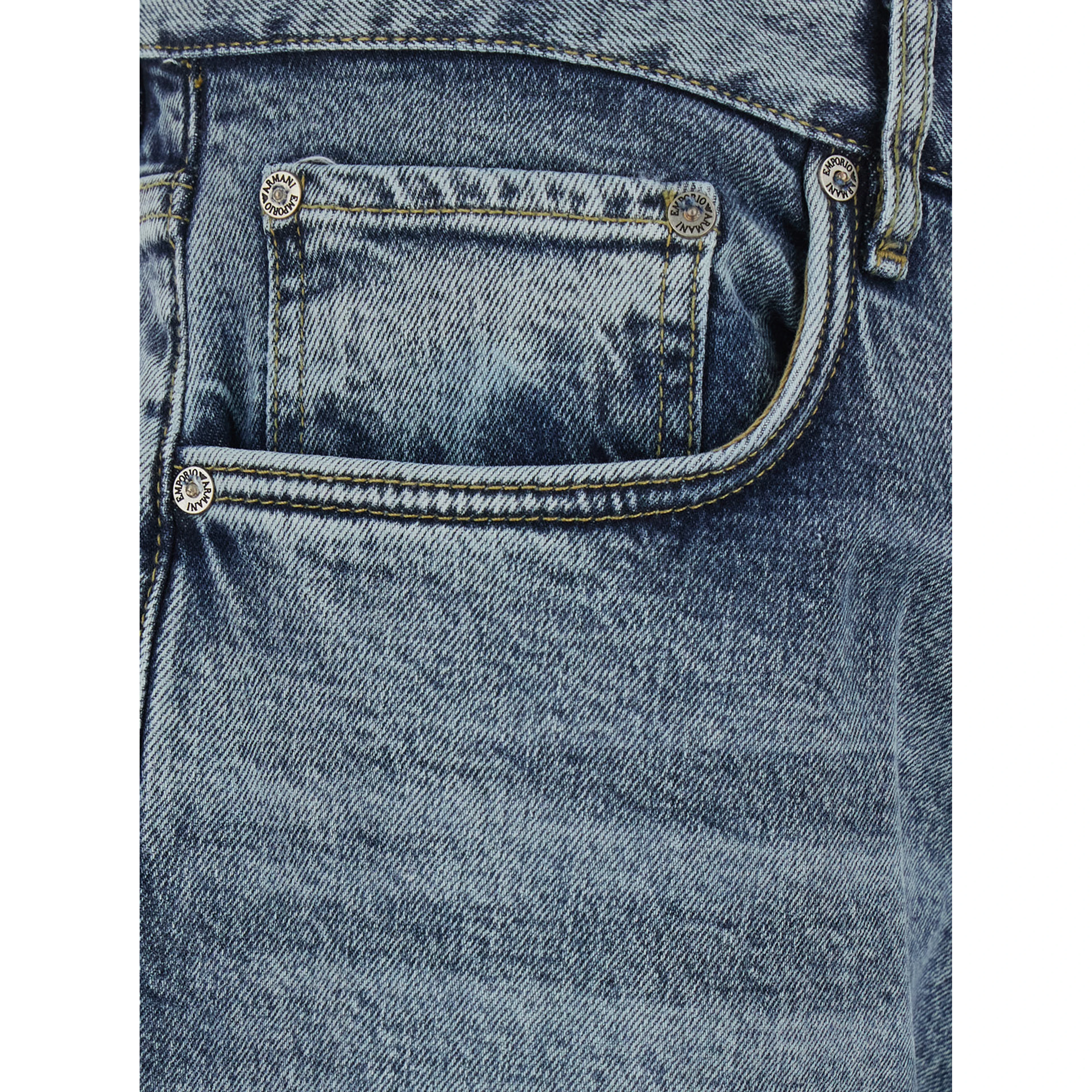 Blue Jeans with logo patch on the back and faded design in denim for men