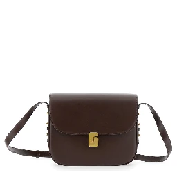 BELLISSIMA MAXI is a brown leather crossbody bag with elegant and unisex details