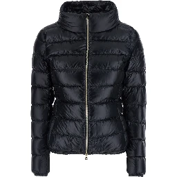 Giada Black Down jacket with Removable Hood in Tech Fabric for Women