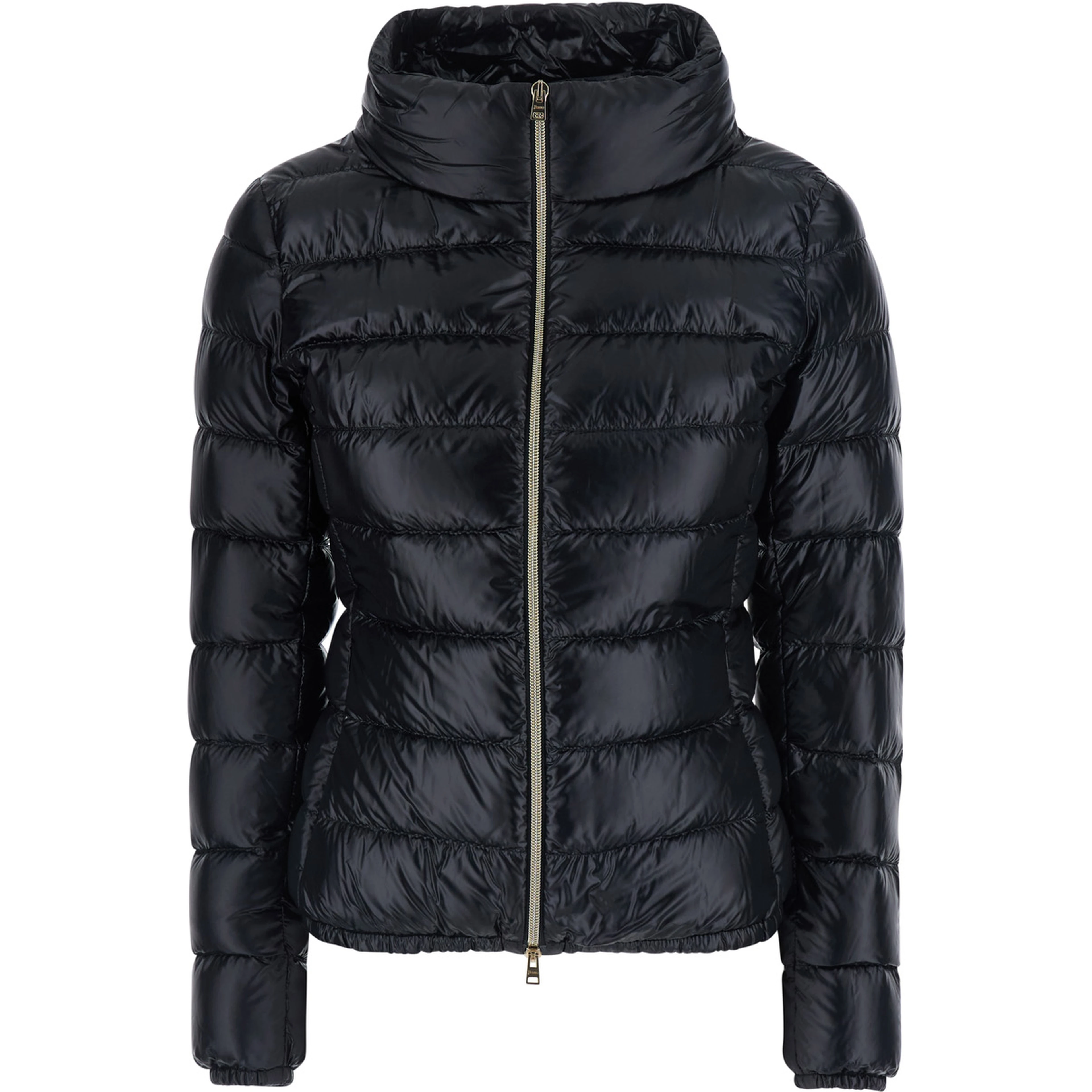 Giada Black Down jacket with Removable Hood in Tech Fabric for Women