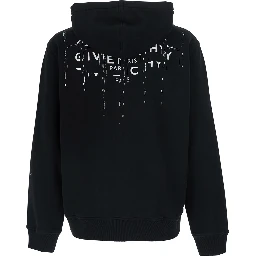 black Hooded sweatshirt with logo on the back in cotton for men
