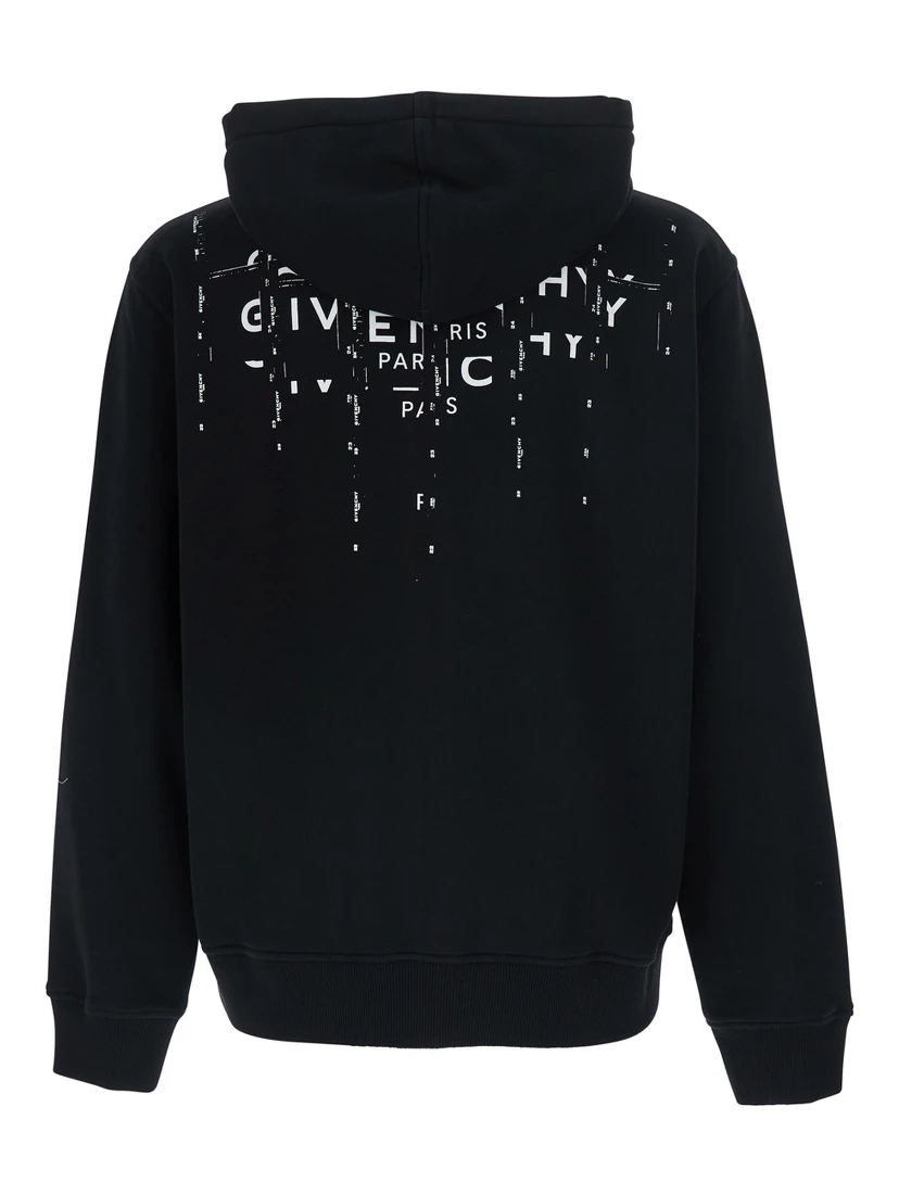 black Hooded sweatshirt with logo on the back in cotton for men