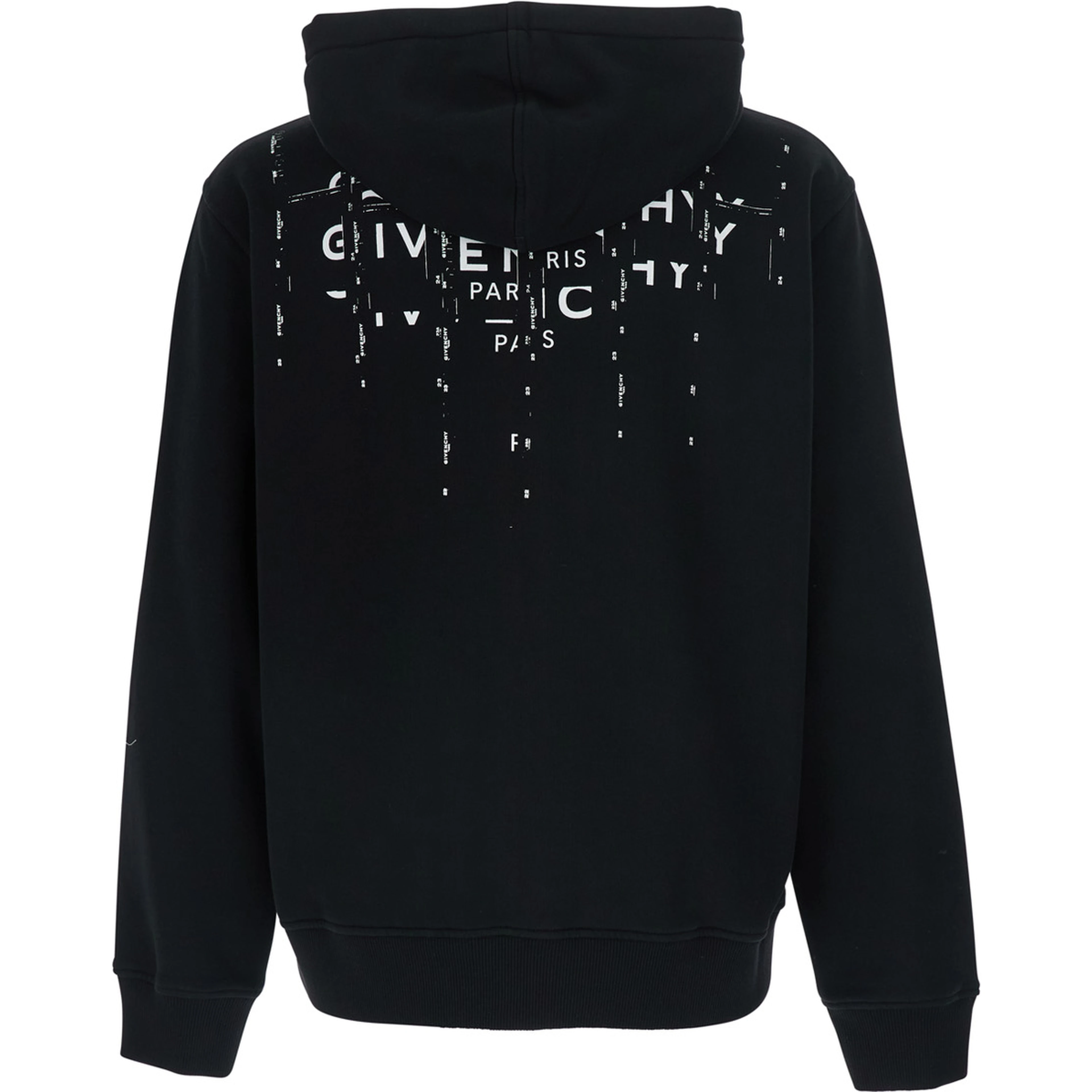 black Hooded sweatshirt with logo on the back in cotton for men