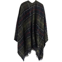Staffin Tartan Serape is a cape with shawl collar and long sleeves in brown tech fabric unisex