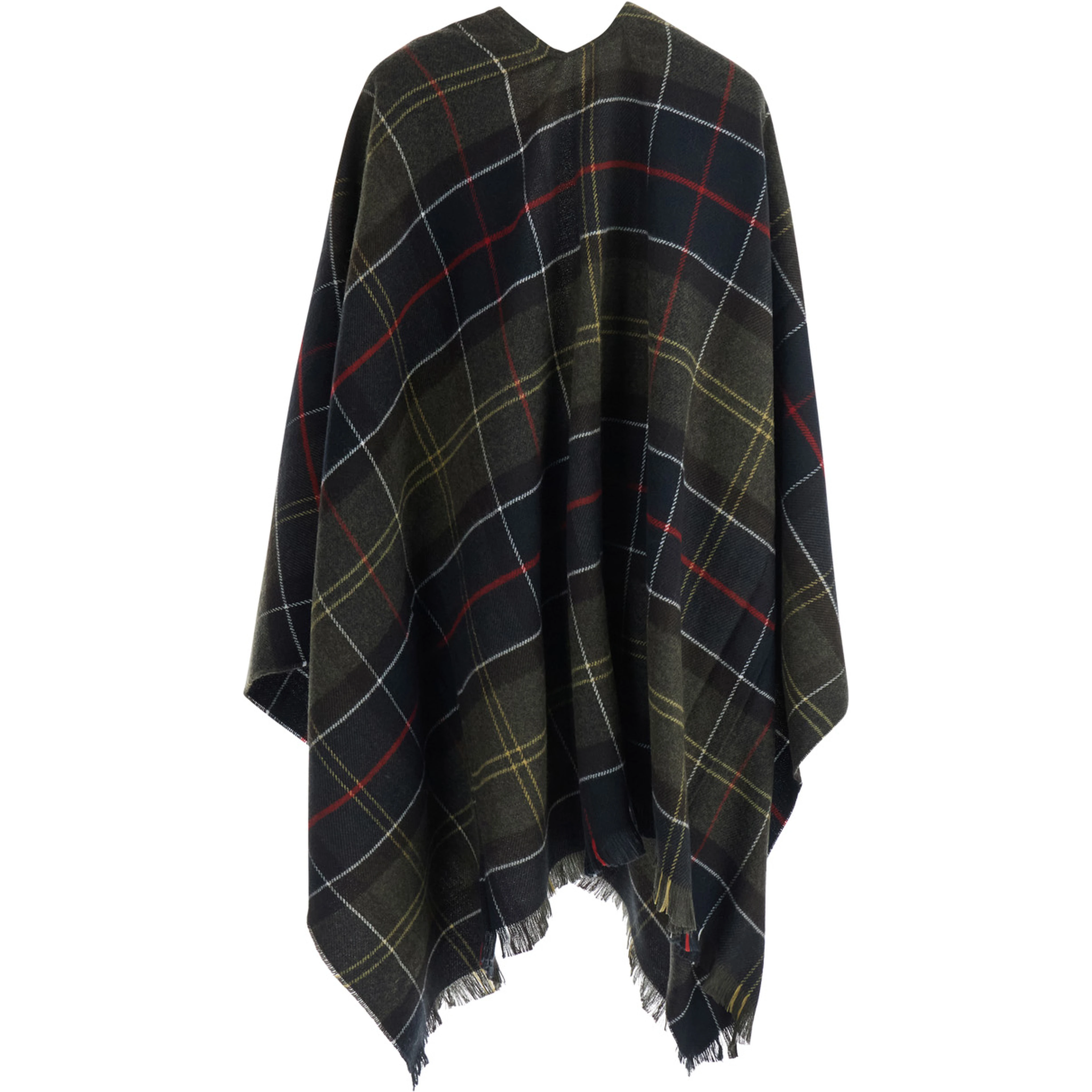 Staffin Tartan Serape is a cape with shawl collar and long sleeves in brown tech fabric unisex