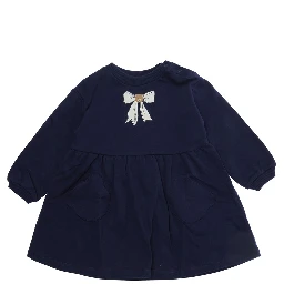 blue Long-sleeved dress with logo on the front in cotton for Girl