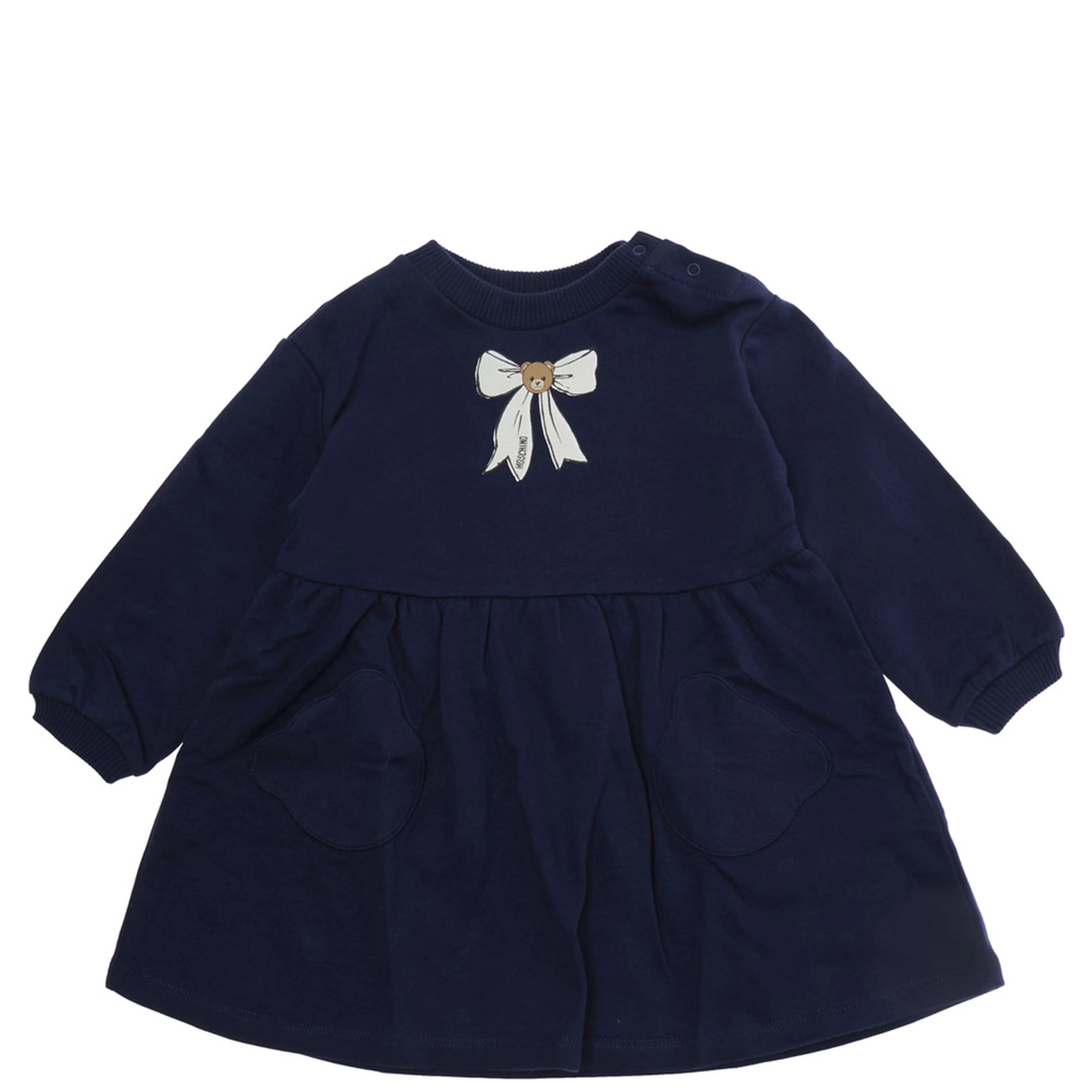 blue Long-sleeved dress with logo on the front in cotton for Girl