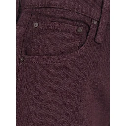 The Rerun Zip Sneak Burgundy Jeans with Belt Loops and Logo Embroidery on the Back in Denim for Women