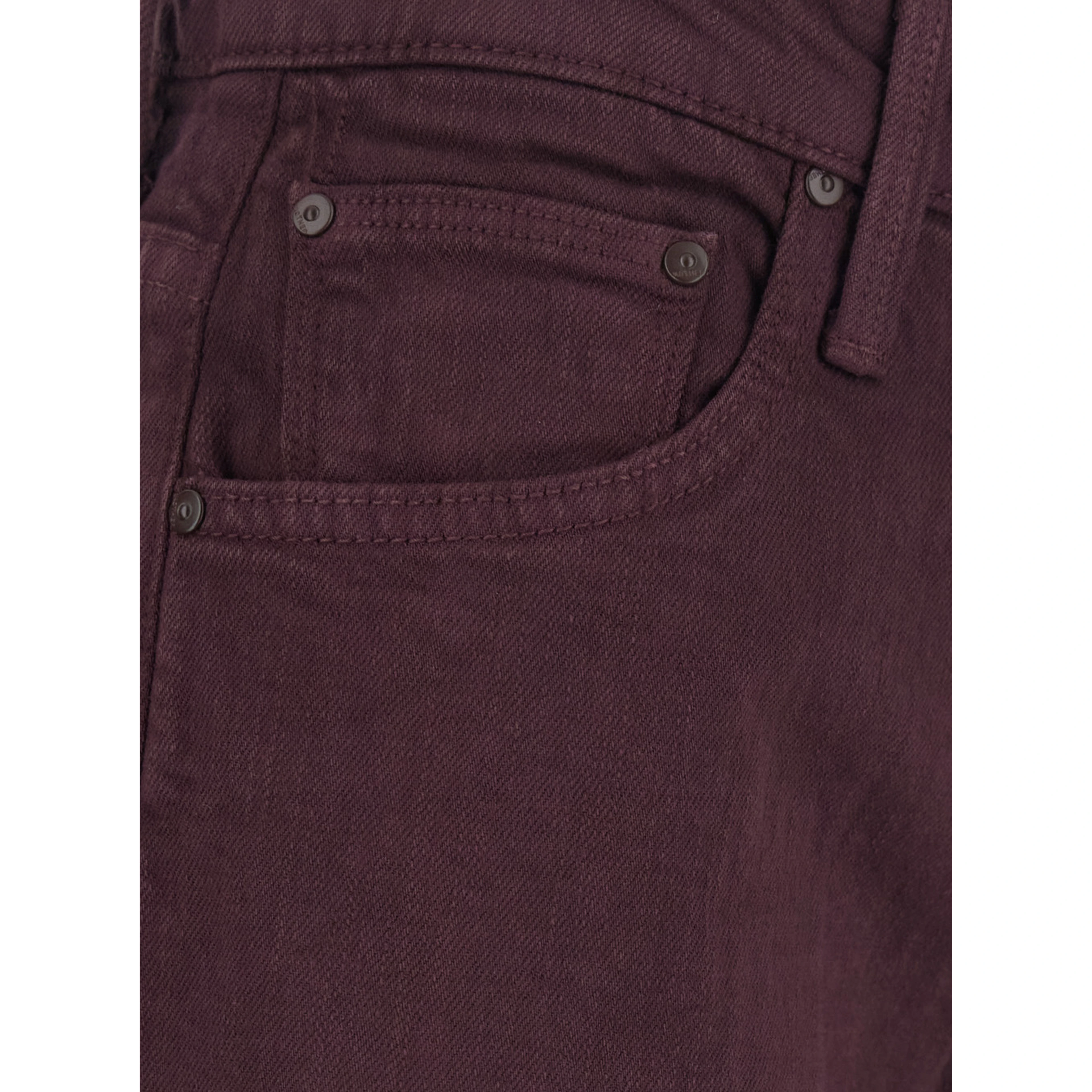 The Rerun Zip Sneak Burgundy Jeans with Belt Loops and Logo Embroidery on the Back in Denim for Women