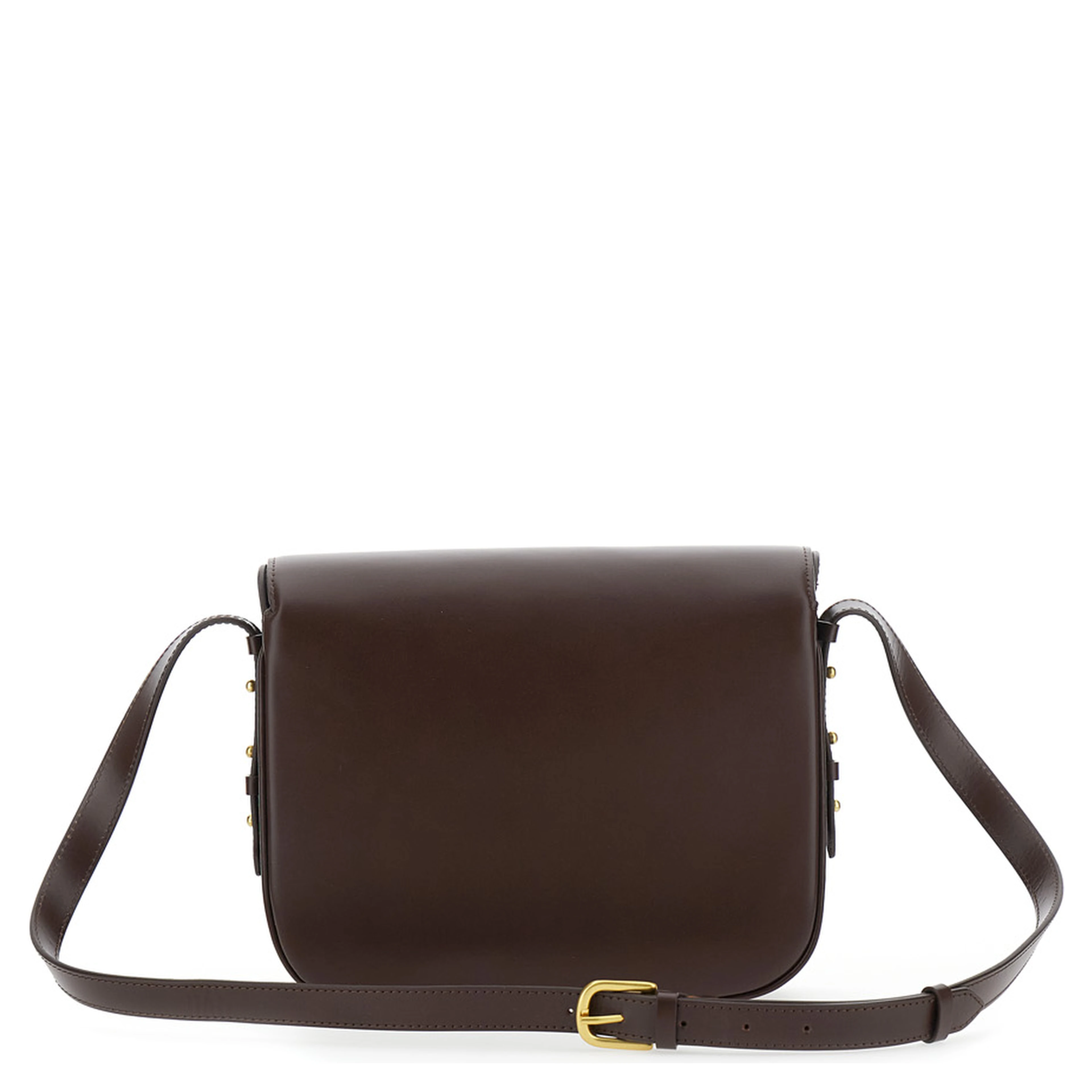 BELLISSIMA MAXI is a brown leather crossbody bag with elegant and unisex details
