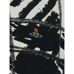 black and white Polo Shirt with all-over print and embroidered logo in cotton for Men