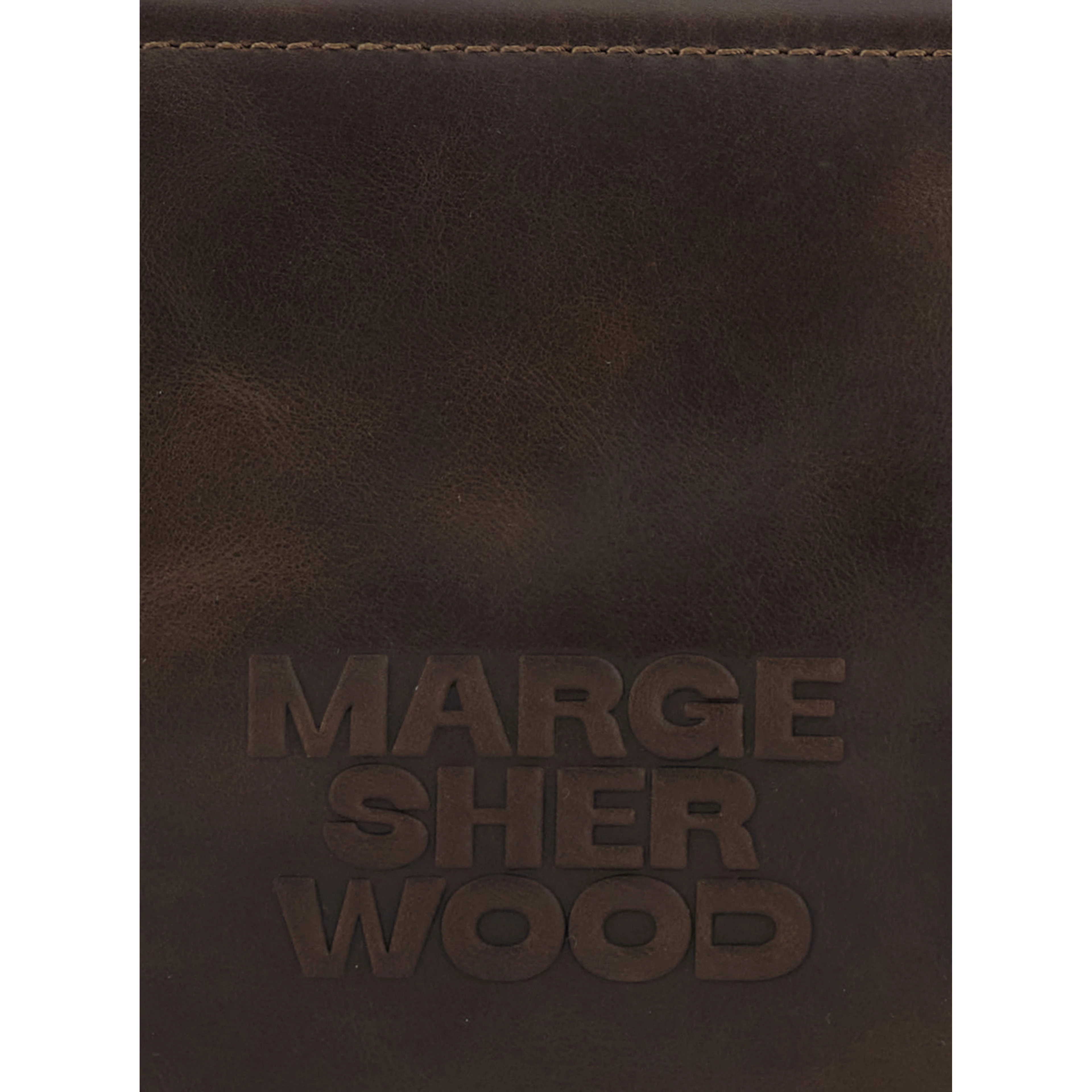 Soft Boston Ew Brown Shoulder bag with Two Top Handles and Logo lettering on the Front in Leather for Women