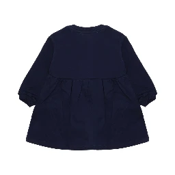 blue Long-sleeved dress with logo on the front in cotton for Girl