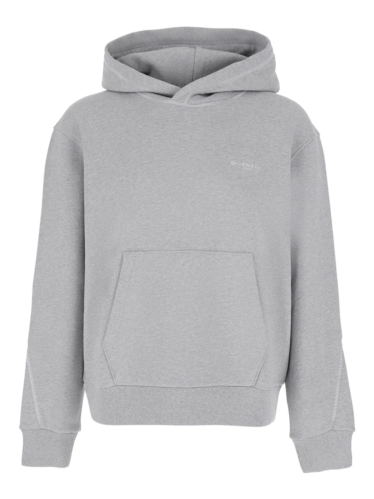 Grey Hooded sweatshirt with logo lettering usl front in cotton man