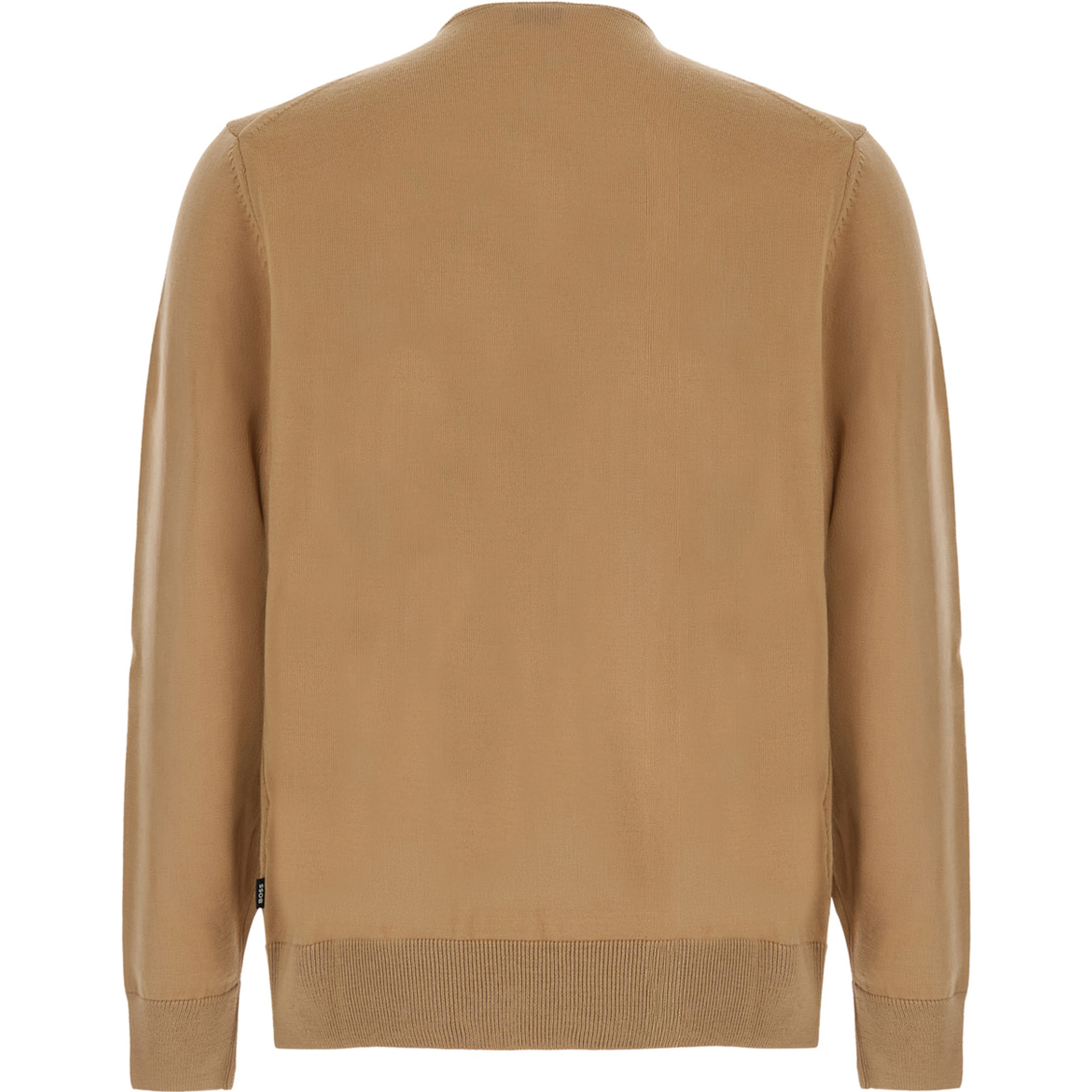 Beige Sweater with half zip closure on the front in wool for men