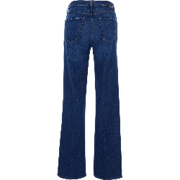 The Kick It Jeans Blue Jeans with Flared Leg and Logo Patch on the Back in Denim for Women