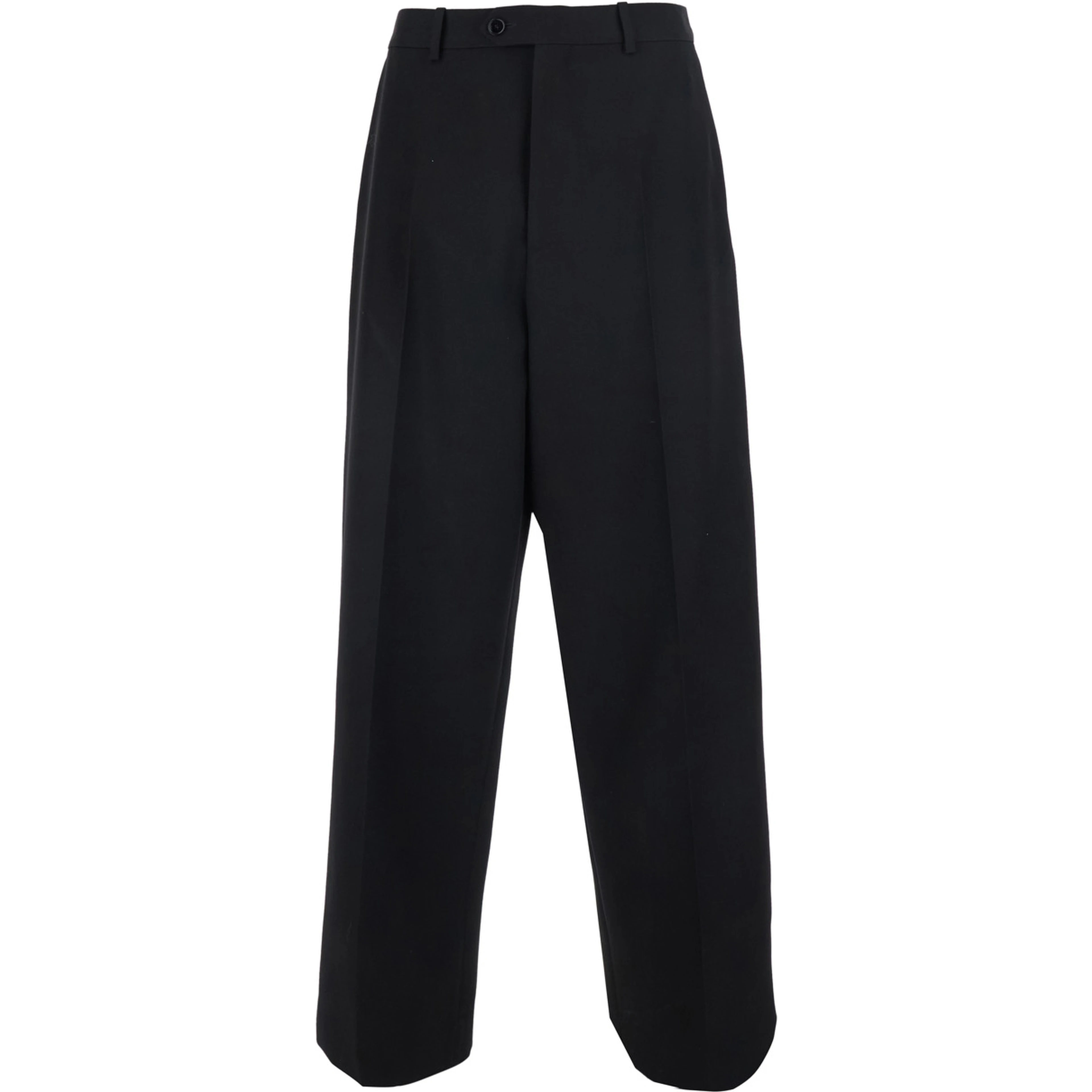 Black Pants with Button and Zip Closure at the Front in Wool for Men