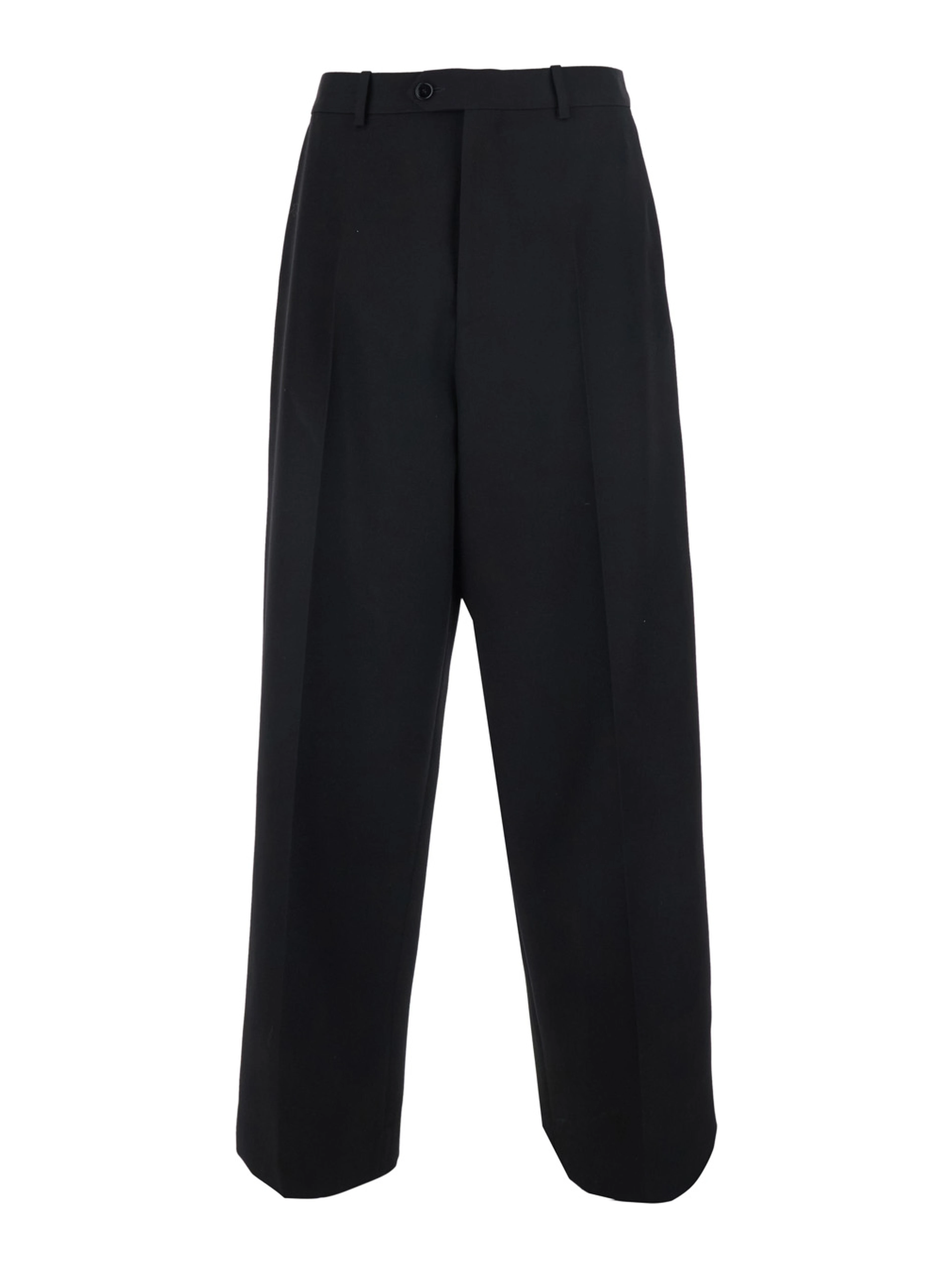 Black Pants with Button and Zip Closure at the Front in Wool for Men