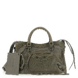 Le City Bag Green Small Handbag with Adjustable and Removable Shoulder Strap in Leather for Women