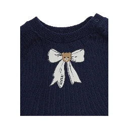 blue Long-sleeved dress with logo on the front in cotton for Girl