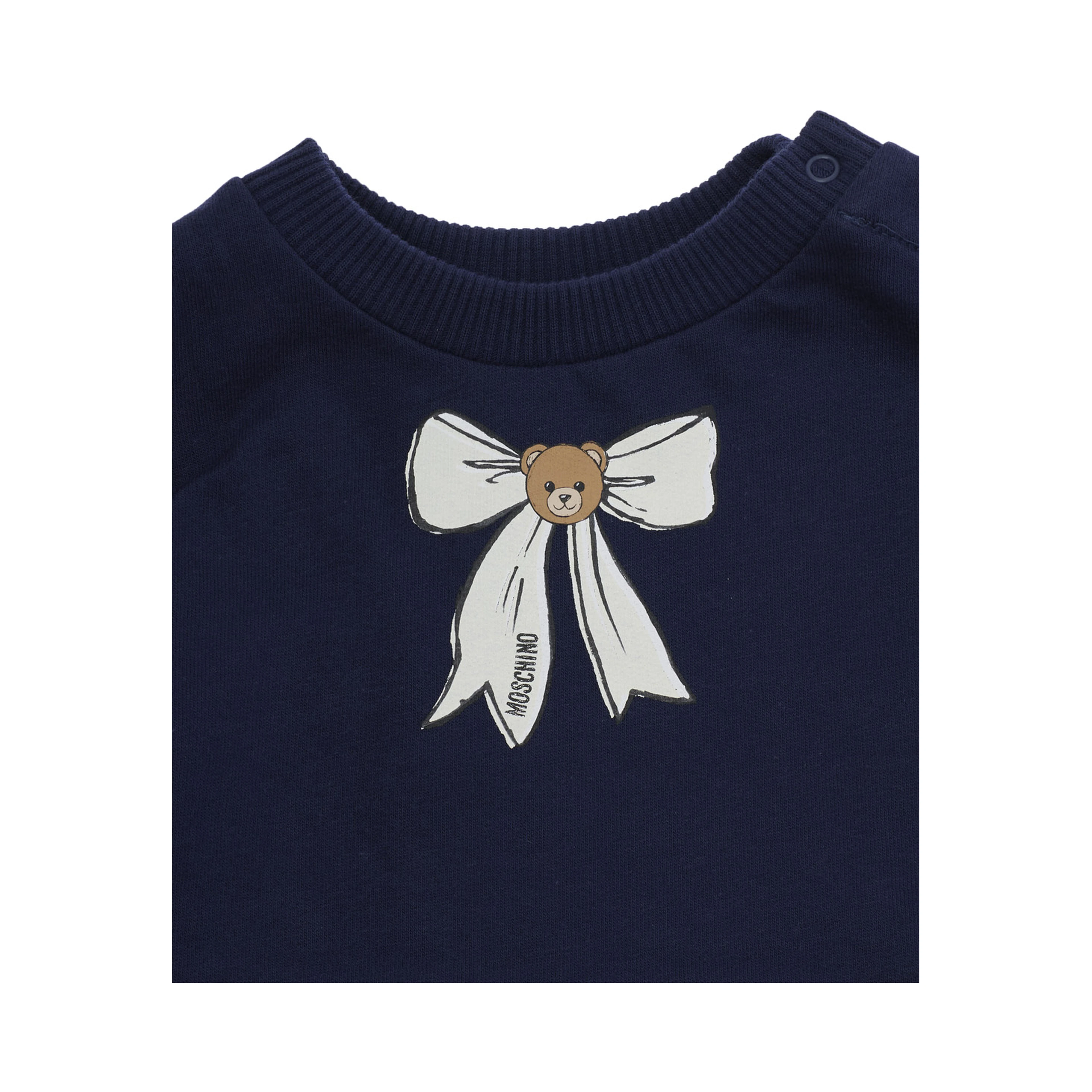 blue Long-sleeved dress with logo on the front in cotton for Girl