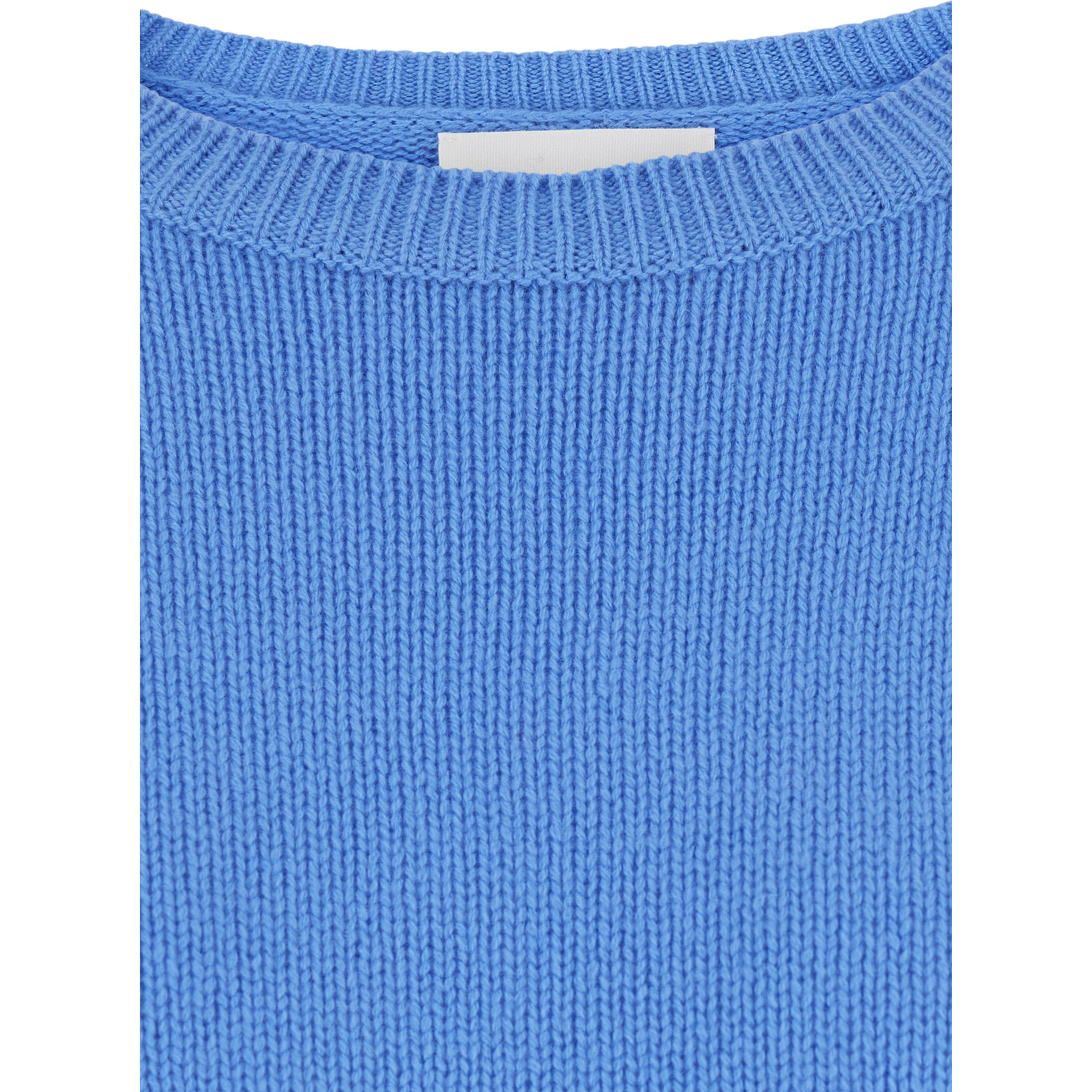 Sweater Mila Light Blue Crew Neck Sweater with Ribbed Finishes in Cashmere for Women