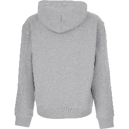 Grey Hooded sweatshirt with logo lettering usl front in cotton man