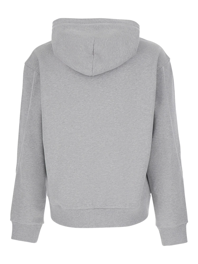 Grey Hooded sweatshirt with logo lettering usl front in cotton man alternative