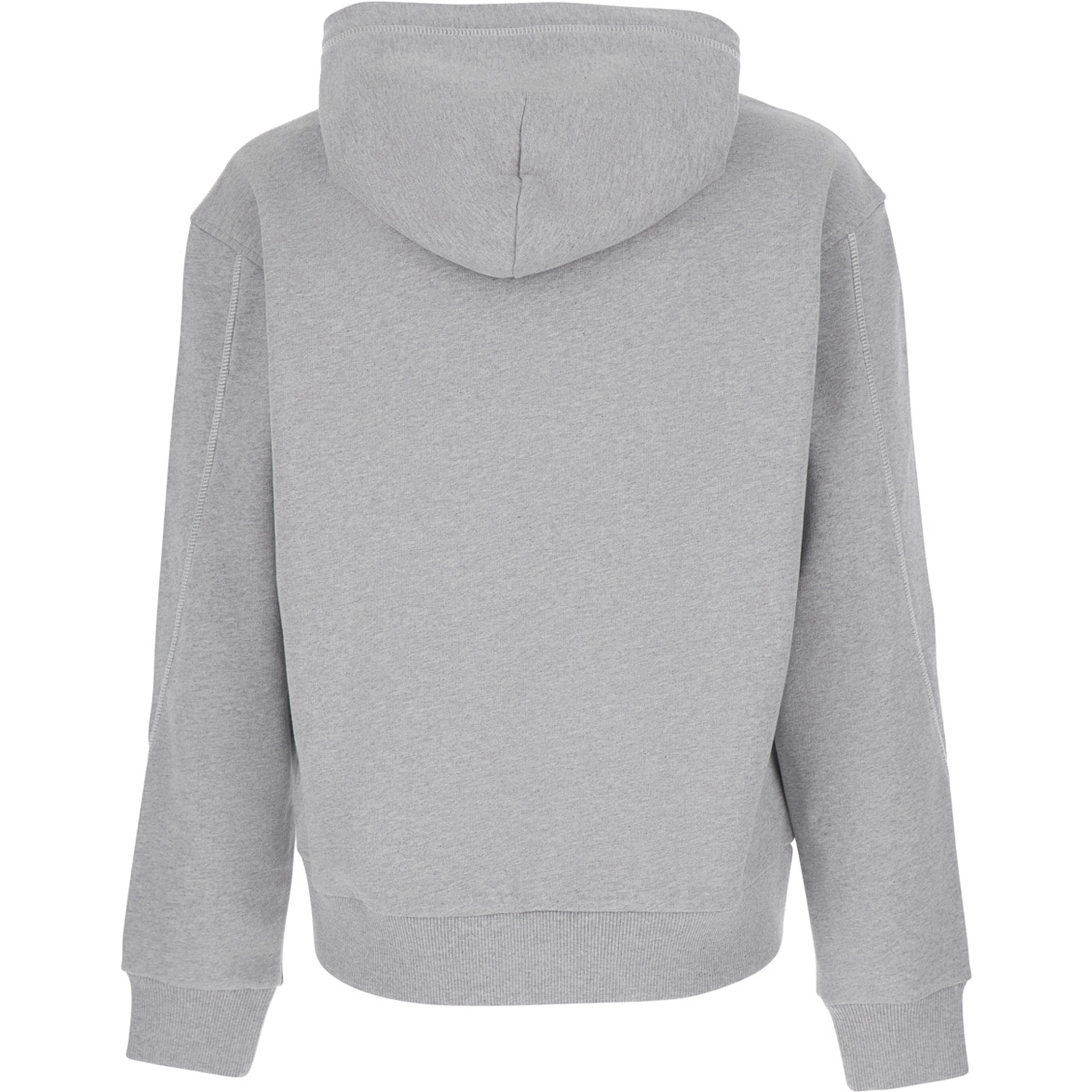 Grey Hooded sweatshirt with logo lettering usl front in cotton man