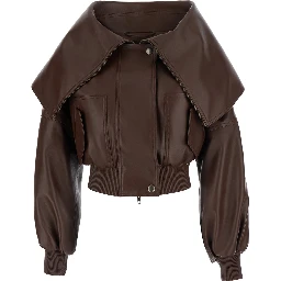 WRAP COLLAR BLOUSON IN SMOOTH LIGHT LEATHER