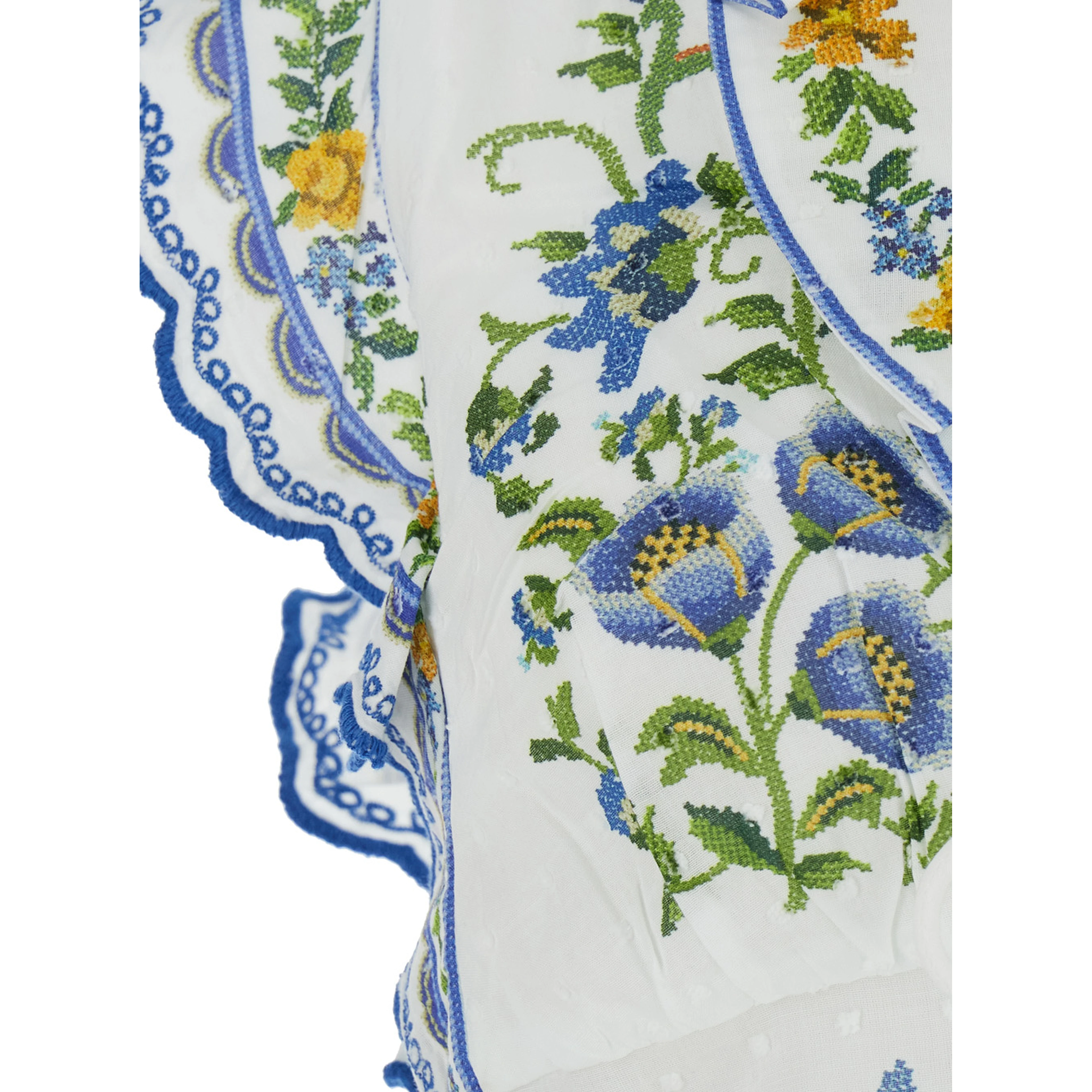 Emily Multicolor Sleeveless Top with All-Over Floral Print and Bow on the Front in Cotton for Women