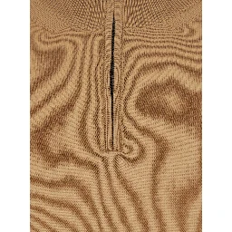 Beige Sweater with half zip closure on the front in wool for men