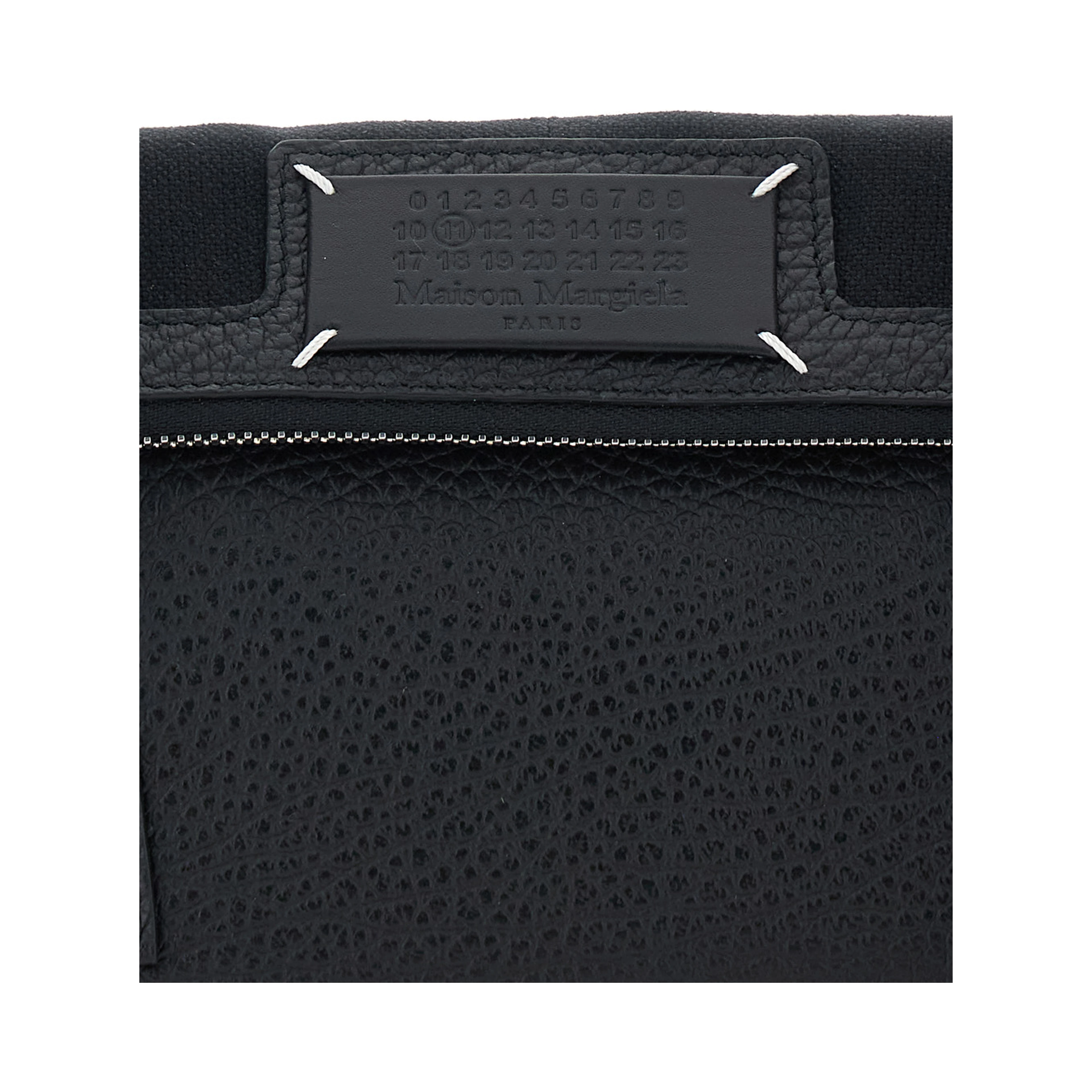 Black Shoulder bag with logo patch on the front and Four Stitches detail on the back in leather for women