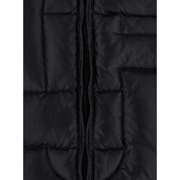 Black Down jacket with fixed hood and Monogram design in Tech Fabric for Men