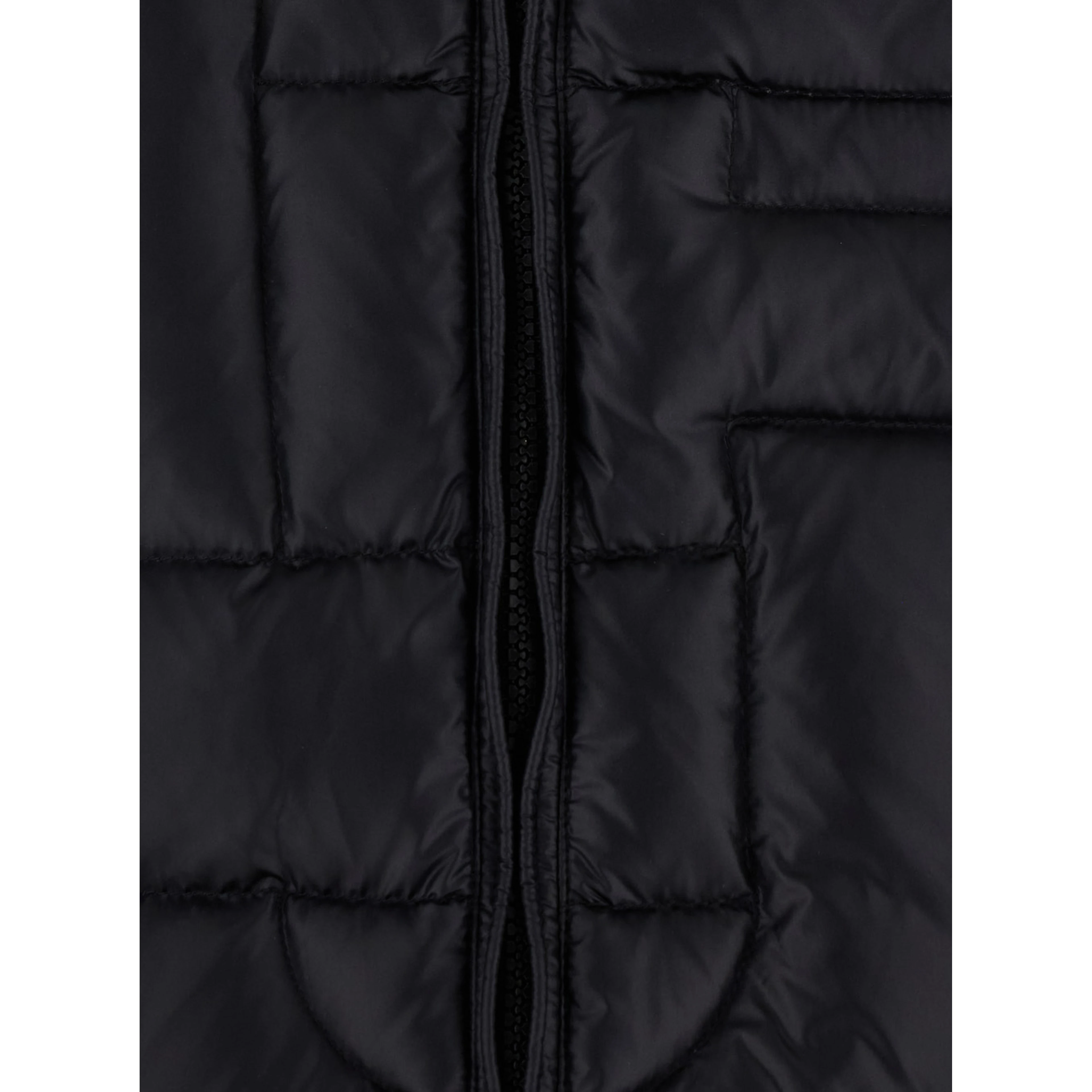 Black Down jacket with fixed hood and Monogram design in Tech Fabric for Men