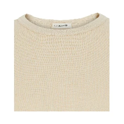 Beige Crew Neck T-Shirt with Long Sleeves in Cotton for Men
